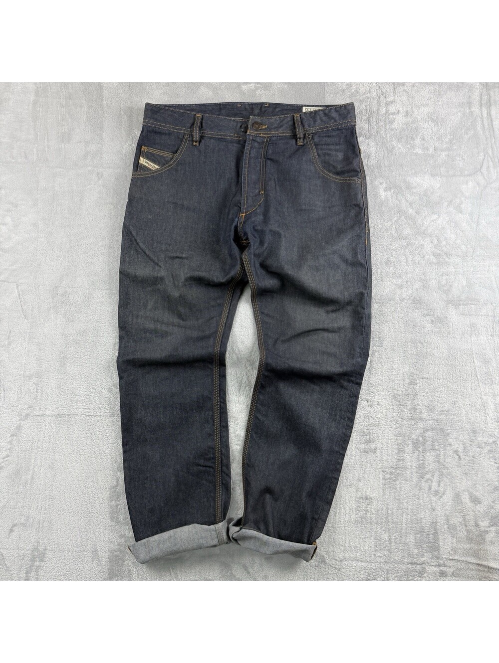 Diesel Krooley Straight Jeans 100% Cow Leather Dark Wash Italy Made Mens 34x30